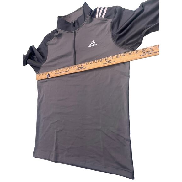 Men’s Adidas 3 Stripe ¼ Zip Gray Golf Fleece Sweatshirt Size Medium New - Picture 4 of 7